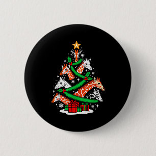Chapa Redonda De 5 Cm Árbol de jirafa Navidad Amante de la jirafa Xmas E