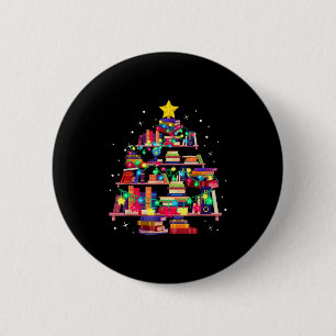 Chapa Redonda De 5 Cm Árbol de la Biblioteca de Navidad Amor Leyendo Lib