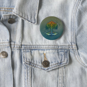 Chapa Redonda De 5 Cm Árbol de la Vida Amanecer Cambiante