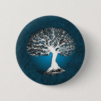 Chapa Redonda De 5 Cm Árbol de la vida azul