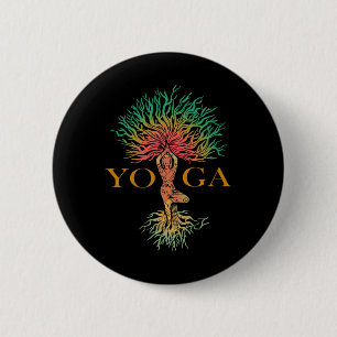 Chapa Redonda De 5 Cm Árbol De La Vida Con Mujer Yoga Chakra Haka Yoga