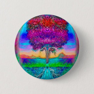 Chapa Redonda De 5 Cm Árbol de la vida en colores del arco iris