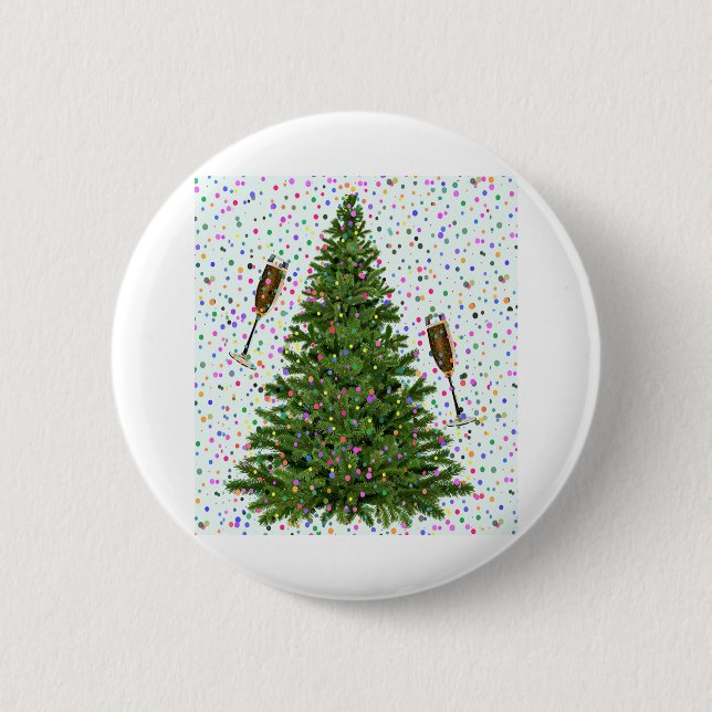Chapa Redonda De 5 Cm árbol de navidad (Anverso)