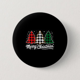 Chapa Redonda De 5 Cm Árbol de Navidad Alegre Xmas Cuadro de Búfalo Rojo