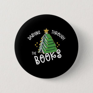Chapa Redonda De 5 Cm Árbol de Navidad Amante de los Libros Lectura Navi