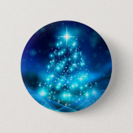 Chapa Redonda De 5 Cm Árbol de Navidad azul Guay con luces resplandecien