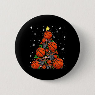 Chapa Redonda De 5 Cm Árbol de navidad de baloncesto enciende a San Básq