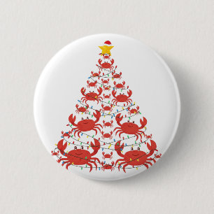 Chapa Redonda De 5 Cm Árbol de Navidad de cangrejo Sombrero de Santa Luc