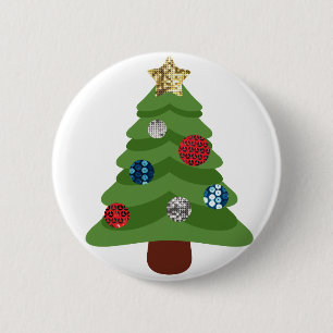 Chapa Redonda De 5 Cm árbol de navidad de emoji