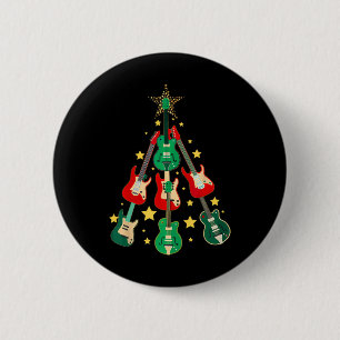 Chapa Redonda De 5 Cm Árbol de Navidad de Guitarra Cool Para Amantes de