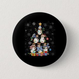Chapa Redonda De 5 Cm Árbol de Navidad de Pingüinos Cutos enciende a niñ