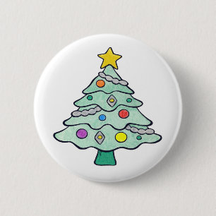 Chapa Redonda De 5 Cm Árbol de navidad del creyón