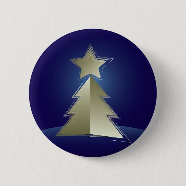 Chapa Redonda De 5 Cm Árbol de Navidad dorado (Anverso)