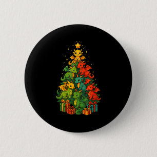 Chapa Redonda De 5 Cm Árbol de Navidad Dragón Divertido Dragón Navidad