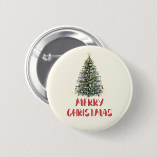 Chapa Redonda De 5 Cm Árbol de Navidad en acuarela rústica Navidades