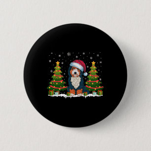 Chapa Redonda De 5 Cm Árbol de navidad enciende Bernedoodle Perro Santa