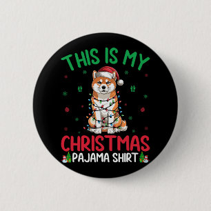Chapa Redonda De 5 Cm Árbol de Navidad feo ilumina Santa Akita Inu Perro