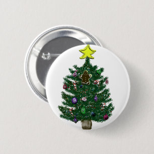 Chapa Redonda De 5 Cm Árbol de Navidad Festivo