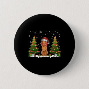 Chapa Redonda De 5 Cm Árbol de navidad ilumina a perro vizsla Navidad Sa