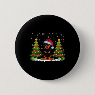 Chapa Redonda De 5 Cm Árbol de navidad ilumina al perro rotuiler Santa H
