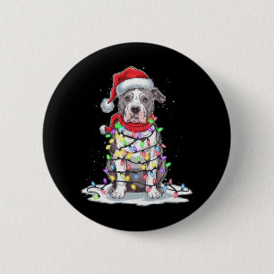 Chapa Redonda De 5 Cm Árbol de Navidad Pitbull Santa Hat Ilumina Perro d