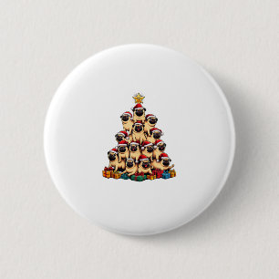 Chapa Redonda De 5 Cm Árbol de Navidad Pugs Pug Dog