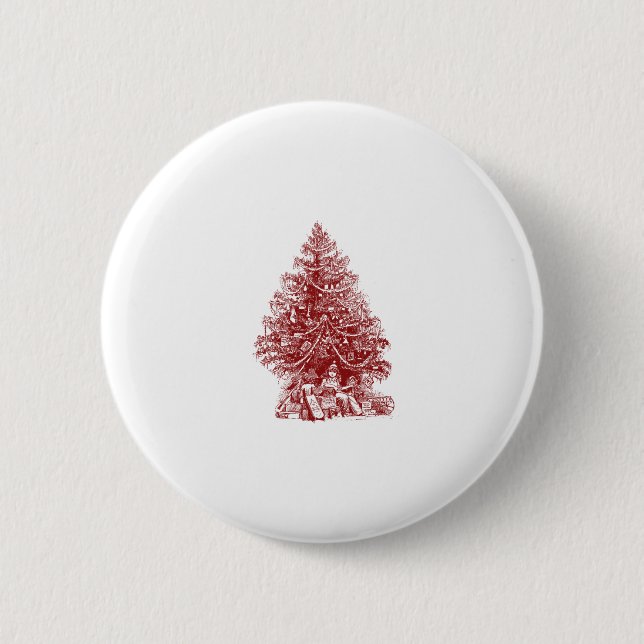 Chapa Redonda De 5 Cm Árbol de navidad rojo (Anverso)