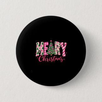 Chapa Redonda De 5 Cm Árbol de Navidad rosa coqueto y lindo para niñas