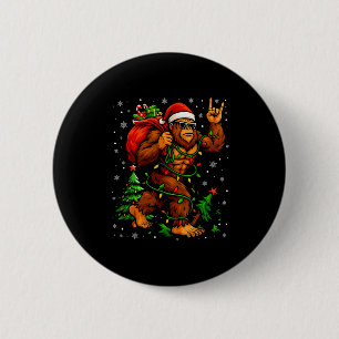 Chapa Redonda De 5 Cm Árbol de Navidad Santa Bigfoot Luces de Navidad Di