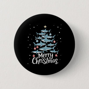Chapa Redonda De 5 Cm Árbol de navidad tiburón tiburón árbol de navidad