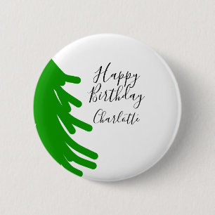Chapa Redonda De 5 Cm Árbol de Navidad verde feliz cumpleaños diciembre 