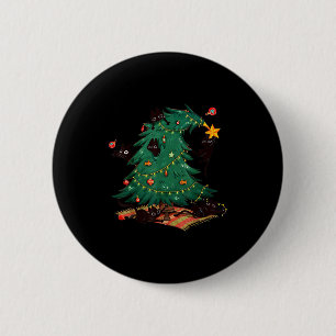 Chapa Redonda De 5 Cm Árbol de Navidad y gato Lindo gato amante de la Na