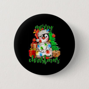 Chapa Redonda De 5 Cm Árbol de pingüino de navidad ilumina Santa Hat Fun
