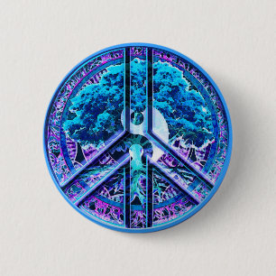 Chapa Redonda De 5 Cm Árbol de símbolo de paz de la vida Yin Yang