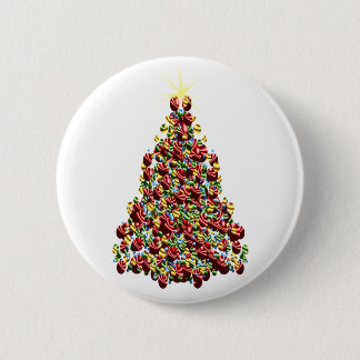 Chapa Redonda De 5 Cm Árbol decorado de vacaciones de navidades