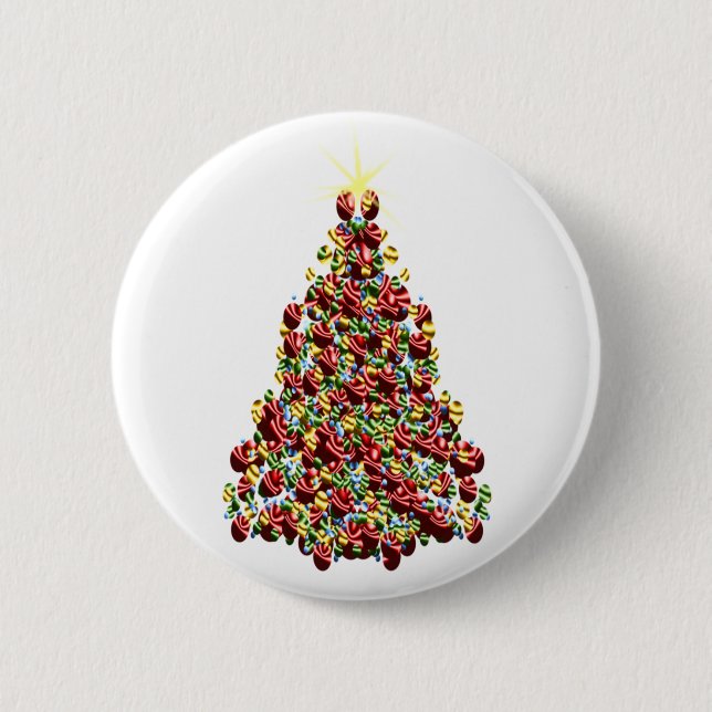 Chapa Redonda De 5 Cm Árbol decorado de vacaciones de navidades (Anverso)