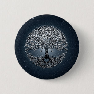 Chapa Redonda De 5 Cm Árbol del azul de Nova de la vida