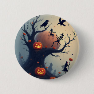 Chapa Redonda De 5 Cm Árbol espeluznante de Halloween
