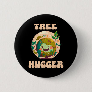 Chapa Redonda De 5 Cm Árbol Hugger Vintage Retro Naturaleza Oído Ambient