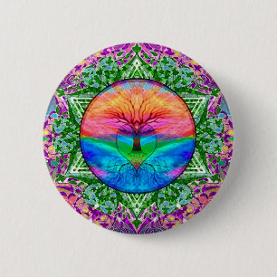 Chapa Redonda De 5 Cm Árbol que calma de la vida en colores del arco