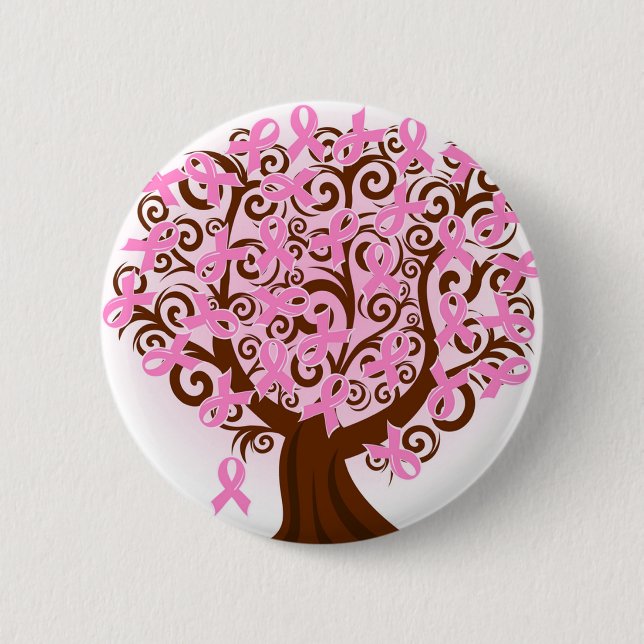 Chapa Redonda De 5 Cm Árbol rosado del cáncer de pecho de la esperanza (Anverso)