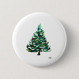 Chapa Redonda De 5 Cm Árbol vintage de Navidad