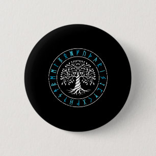 Chapa Redonda De 5 Cm Árbol Yggdrasil De La Vida Runas Vikingas Mitologí