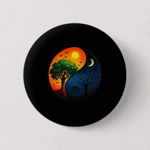 Chapa Redonda De 5 Cm Árbol Yin Yang - Símbolo budista de meditación yog
