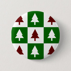 Chapa Redonda De 5 Cm Árboles de Navidad verdes y rojos