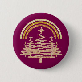 Chapa Redonda De 5 Cm Árboles frutales del arcoiris del oro festivo