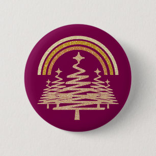 Chapa Redonda De 5 Cm Árboles frutales del arcoiris del oro festivo