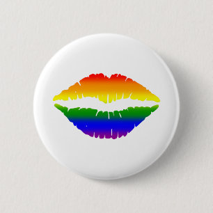 Chapa Redonda De 5 Cm Arco iris de los labios del beso de LGBTQ