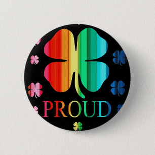 Chapa Redonda De 5 Cm Arco iris RoyGeeBiv - LGBT del trébol de cuatro