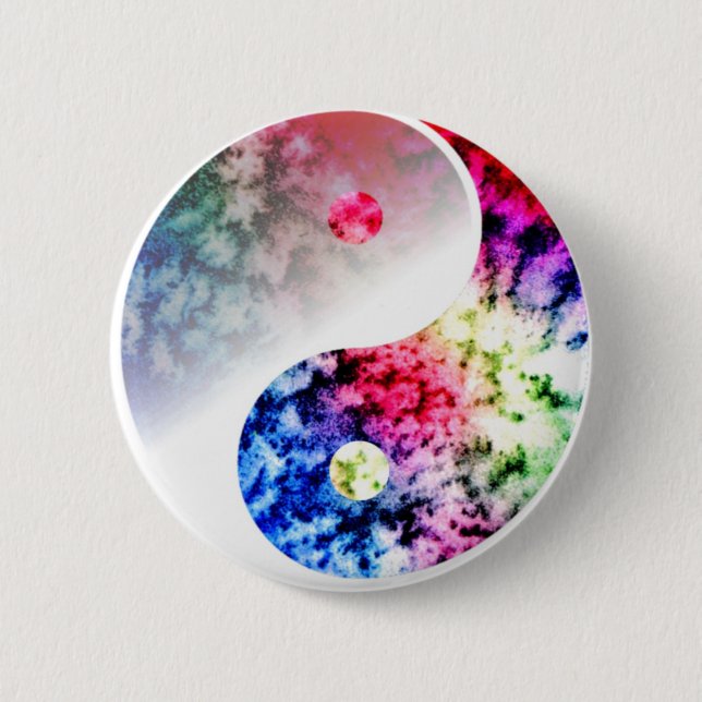 Chapa Redonda De 5 Cm Arco iris Yin Yang (Anverso)